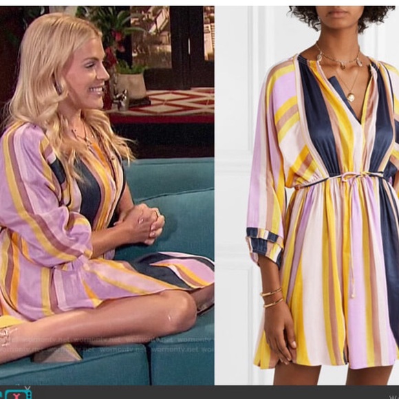 ASOT Apiece Apart Linen Silk Multicolor Striped La Flutte Mini Dress 6 S - Picture 9 of 10